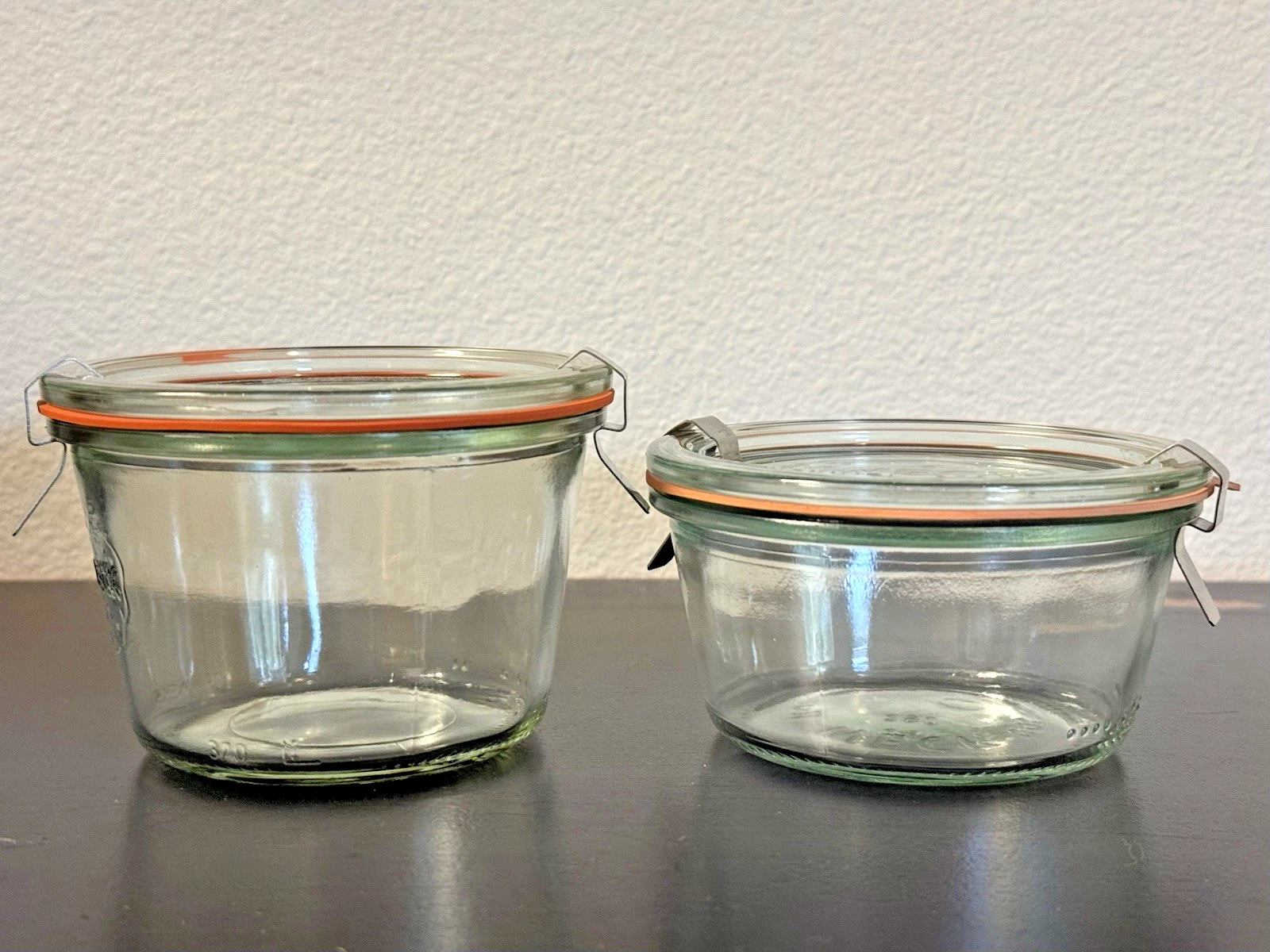 Pair of Weck Rundrand Glas 100 Germany Glass Canning Jars W/ Seals & Clips