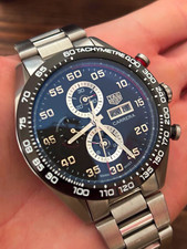 TAG Heuer Carrera Auto Chronograph Black Dial Tachymeter Steel Bracelet Box