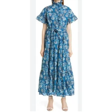 Mille Victoria Ruffle Front Dress in French Blue XXS