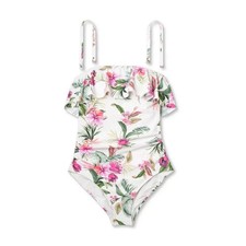Kona Sol Women's Bandeau Front Ruched Full Coverage One Piece Swimsuit Small 4-6
