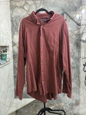 Arrow Men s Red Checkered Long Sleeved Buttoned Down Dress Shirt Size XLT