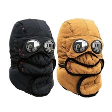 Winter Thermal Trapper Hat with Glasses Winter Cycling Windproof Ski Mask Cap