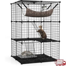 3-Tier Cat Cage Indoor Pet Playpen Modular Anti-Tip Design Multi-Pet Home New
