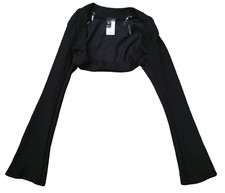 Windsor Black Long Flare Sleeve Bolero Shrug Crop Cardigan Top Size S