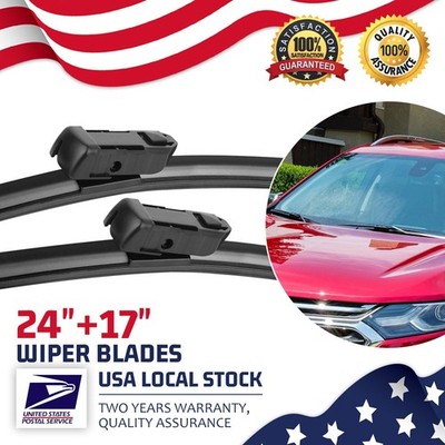 Pair Windshield Wiper Blades Top Lock Quality 24'' 17'' Bracketless For Chevrolet
