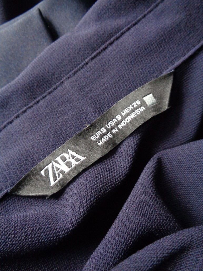 ZARA NAVY BLUE BELTED MIDI SHIRT DRESS WITH GOLD BUTTON DETAIL - SIZE SMALL image 9