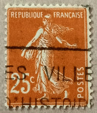 6A-Timbre France YT  235 oblitéré année 1927 "type semeuse typographiée"