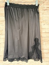 Vintage Vassarette Lingerie Half Slip Black Slit Lace Sm LOVELY