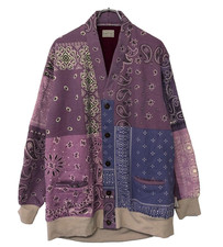 KAPITAL Oversized Bandana Pattern Nylon Panel Purple Cardigan Size L Used