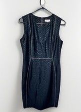 Calvin Klein Sheath Polka Dot Dress Size 10 Navy With Dots Business Corporate