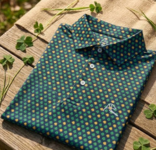 Men  s Rhoback Polo Shirt Notre Dame Golden Clover Polo-Indigo Blue, M - 3XL