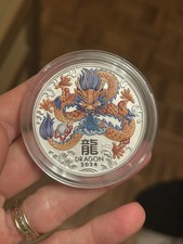 2 oz Australia Silver Lunar Colorized 2024 Dragon 9999 BU Series III (In Cap)