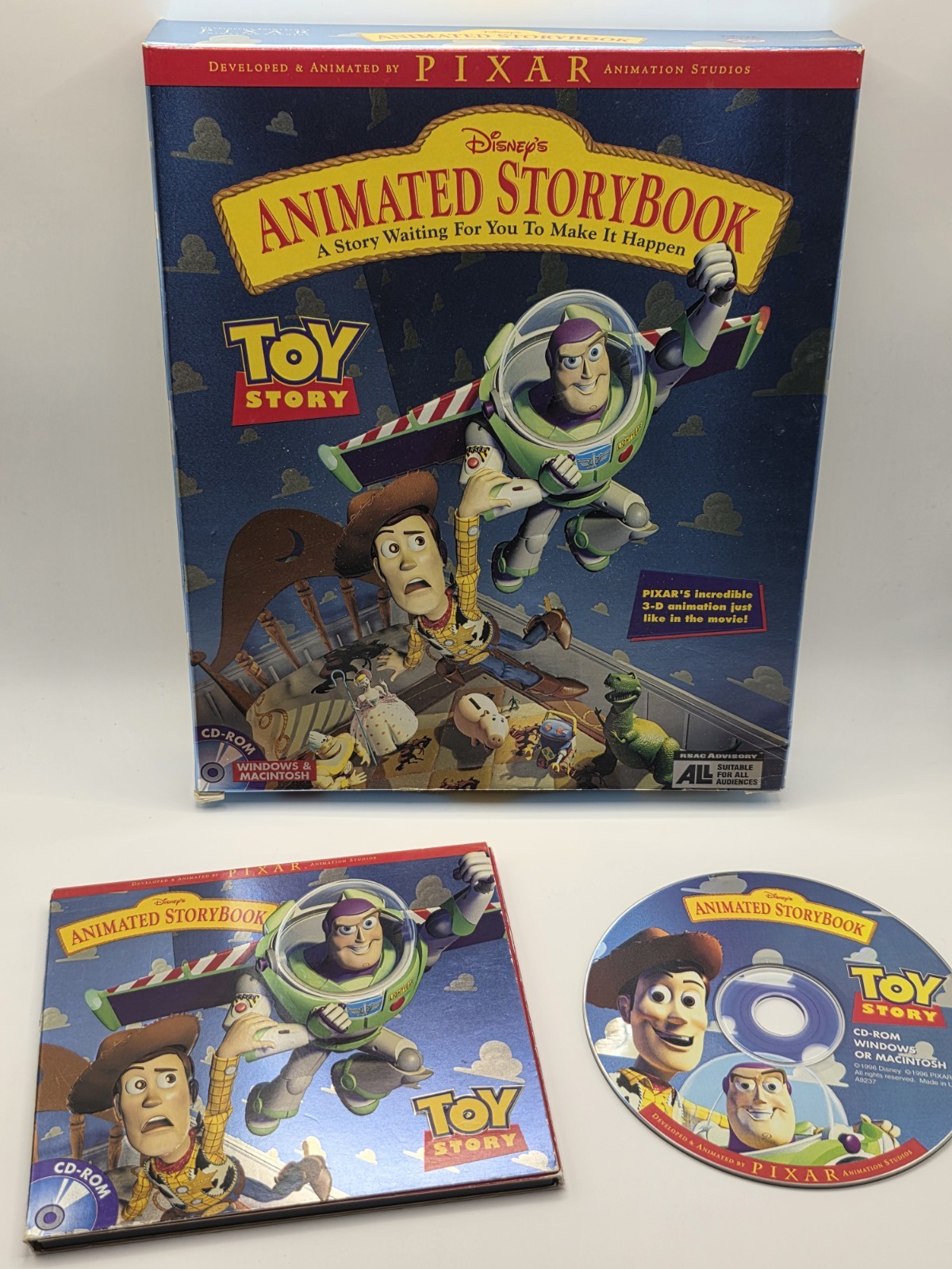 Toy Story Animated Storybook PC Big Box Pixar CD ROM Disney Vintage No Manual