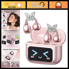 Stylish Open Ear Clip-On Earbuds with Removable Butterfly Earring, Touch Screen