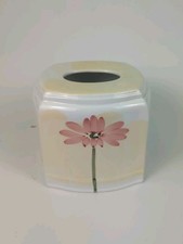 Croscill Gazebo Tissue Box Cover Yellow White Flowers 6"x6"x6" EUC Cottagecore