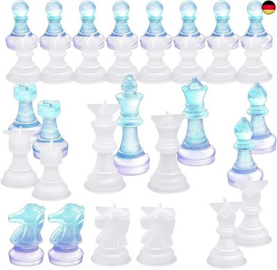 Schachfiguren Silikonform, 16 Pcs 3D Schachfiguren, für DIY-Schmuckherstellung, 
