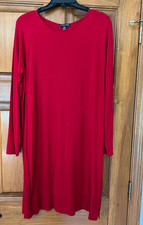 Eileen Fisher Viscose Jersey Red Dress Travel Vacation Party EUC Small