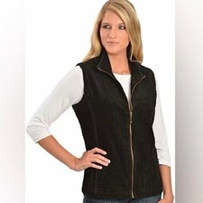 Vintage Woolrich Kinsdale Black Corduroy Zip Vest Women  s Size XL EUC Cotton