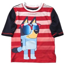 Boys Red Bluey Rash Guard Quick Dry Swim Shirt Swimwear X-Small 4-5