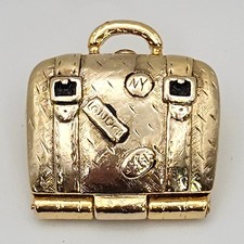 De Colección Maleta Broche Prendedor Tono Dorado Bon Viaje Bisagra Apertura Bolsa de Viaje Vacaciones
