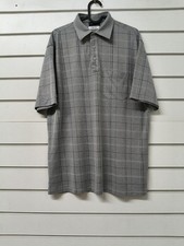 Tom Hagan Men’s Short Sleeve Check Polo Shirt Medium Grey Smart Casual Wear
