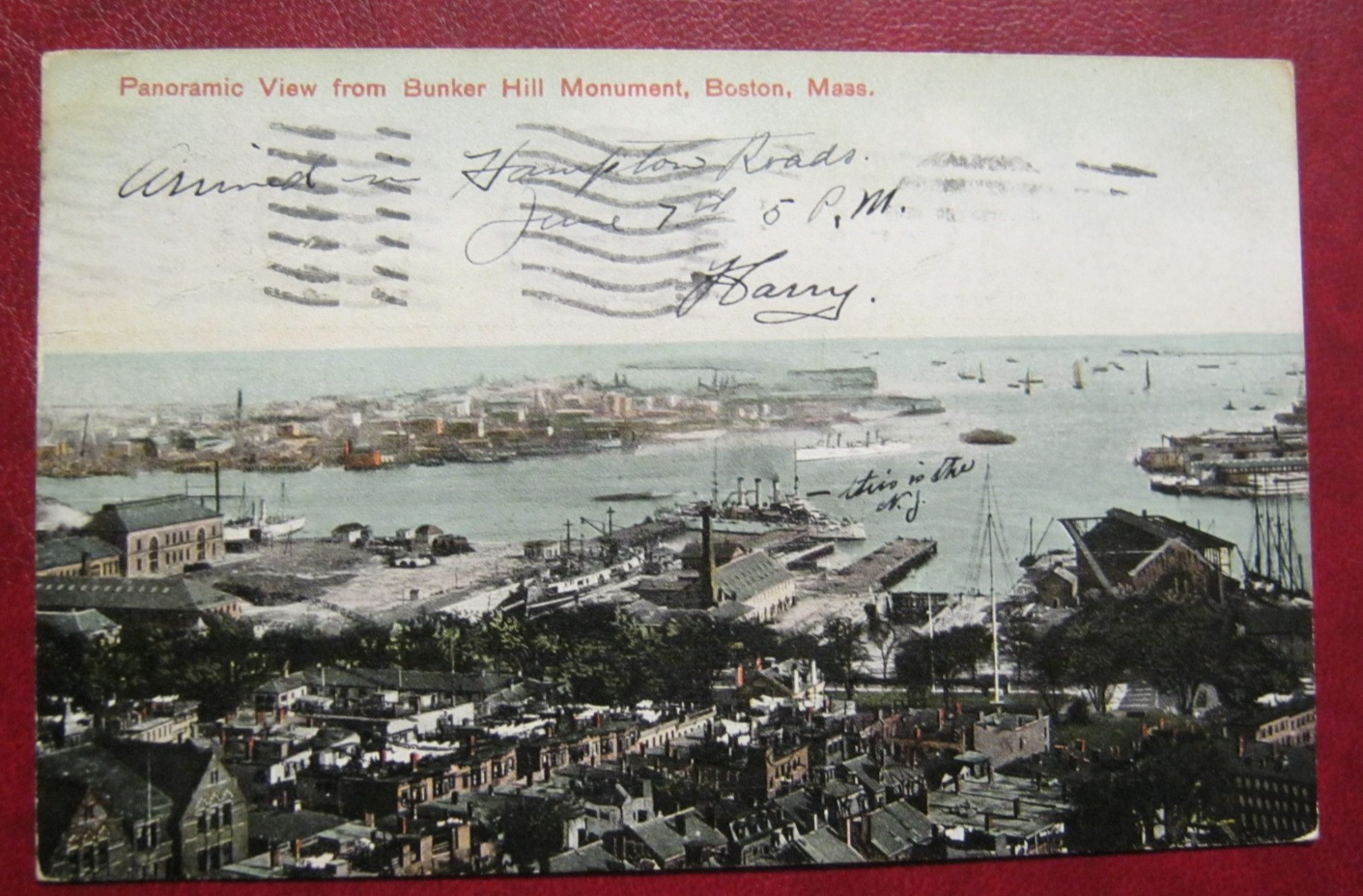 Panoramic View From Bunker Hill Monument Boston MA 1907 Fortress Monroe ...