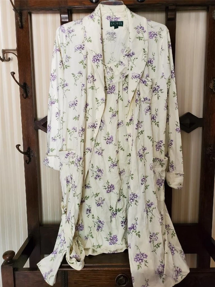 NOVO COM ETIQUETAS CONJUNTO RALPH LAUREN VESTIDO DE MALHA 100% ALGODÃO L + ROUPÃO XL CURTO 814163 XL 813162 L - Imagem 2 de 4