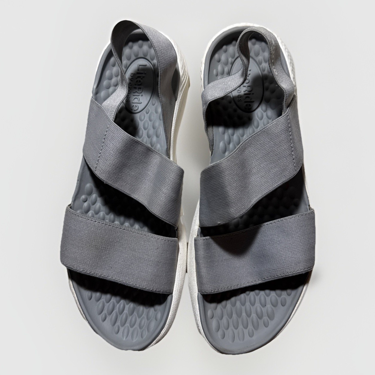 Crocs Women's LiteRide Gray and White Strap Slip On Sandal Size 7 US