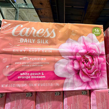 Caress Daily Silk Body Bar Soap 16 Bars White Peach  Orange Blossom 60 oz