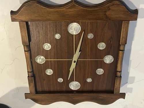 Two Uncirculated 1900 Silver Dollars Plus 1964 Mixed Silver Coin Clock