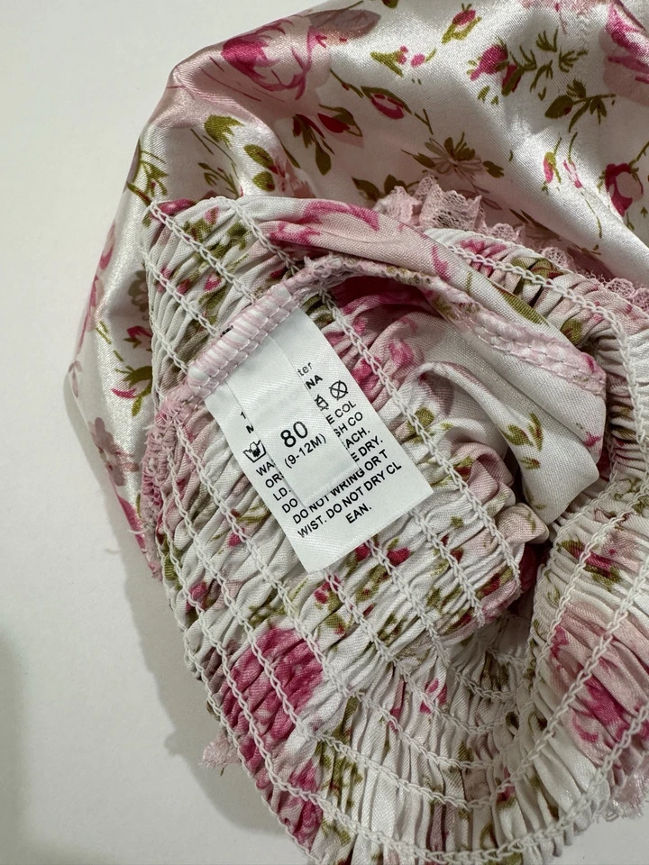 Mamelucos florales satinados para bebé mono y diadema con lazo niño pequeño 9-12 meses Foto 3 de 3