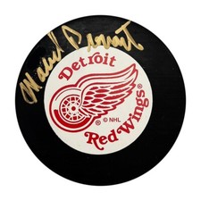Marcel Pronovost Autographed Detroit Red Wings Vintage Trench Puck