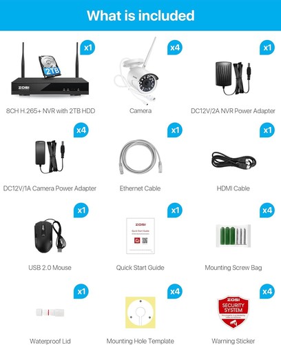 ZOSI 8CH CCTV 1080P WIFI Wireless Security Night Vision Add-on Camera System 2T - Picture 12 of 14