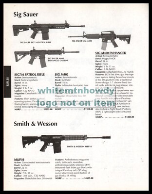 2011 SIG SAUER  SIG716 Patrol, M4, M140 SMITH & WESSON M&P  10 Rifle PRINT AD