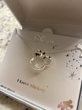 Disney I Love Mickey Heart Silver Plated Necklace
