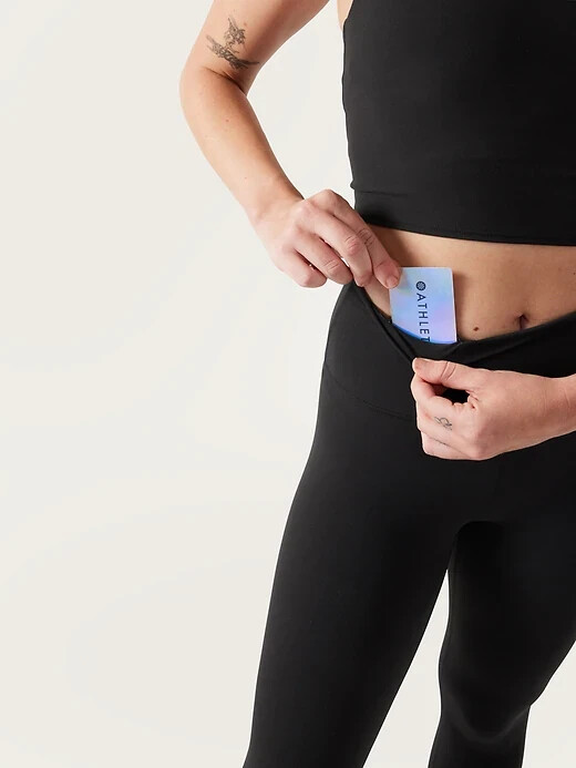 Athleta MP M PETITE Transcend High Rise 7/8 Tight Leggings Black Soft Workout