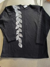 Vintage Outlander Womens Black SILVER SEQUIN 30" Long Wool Blend Sweater-L/XL