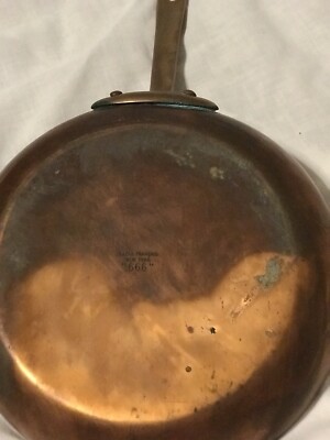 OLDMOUNTAIN 480深型 COPPER BRASS STAINLESS Bazar Francais New York “666” Copper Fry/Sauté Pan W/Brass Handle