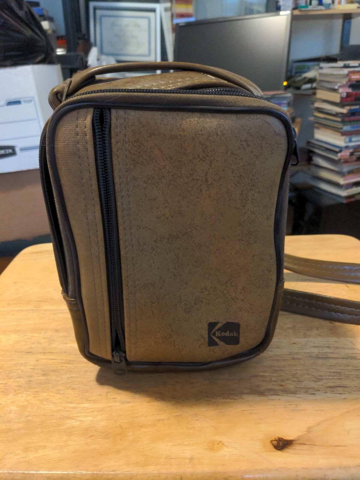 Kodak Instant Camera Tote Strap Carrying Case Bag Brown Faux Leather Vintage-image