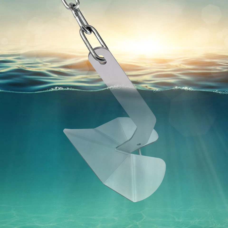 Ancla de barco plateada Ancla de arado triángulo 43 libras 316 acero inoxidable NUEVO EE. UU. Foto 3 de 4