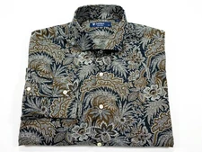 Daniel Cremieux Collection Men's L Long Sleeve Black Brown Floral Button NWOT
