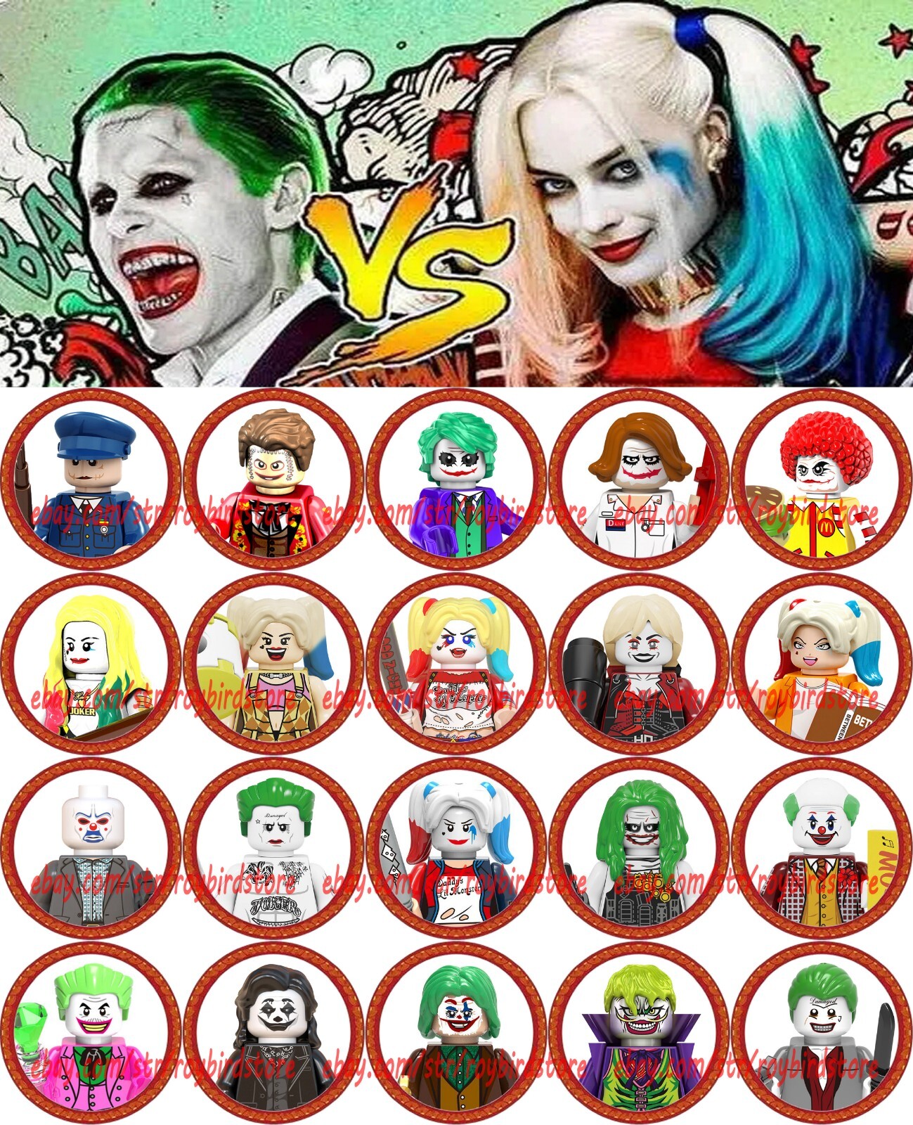 20PCS Superhero Film TV Series Joker Harley Quinn 1.6 Inch Small Figure