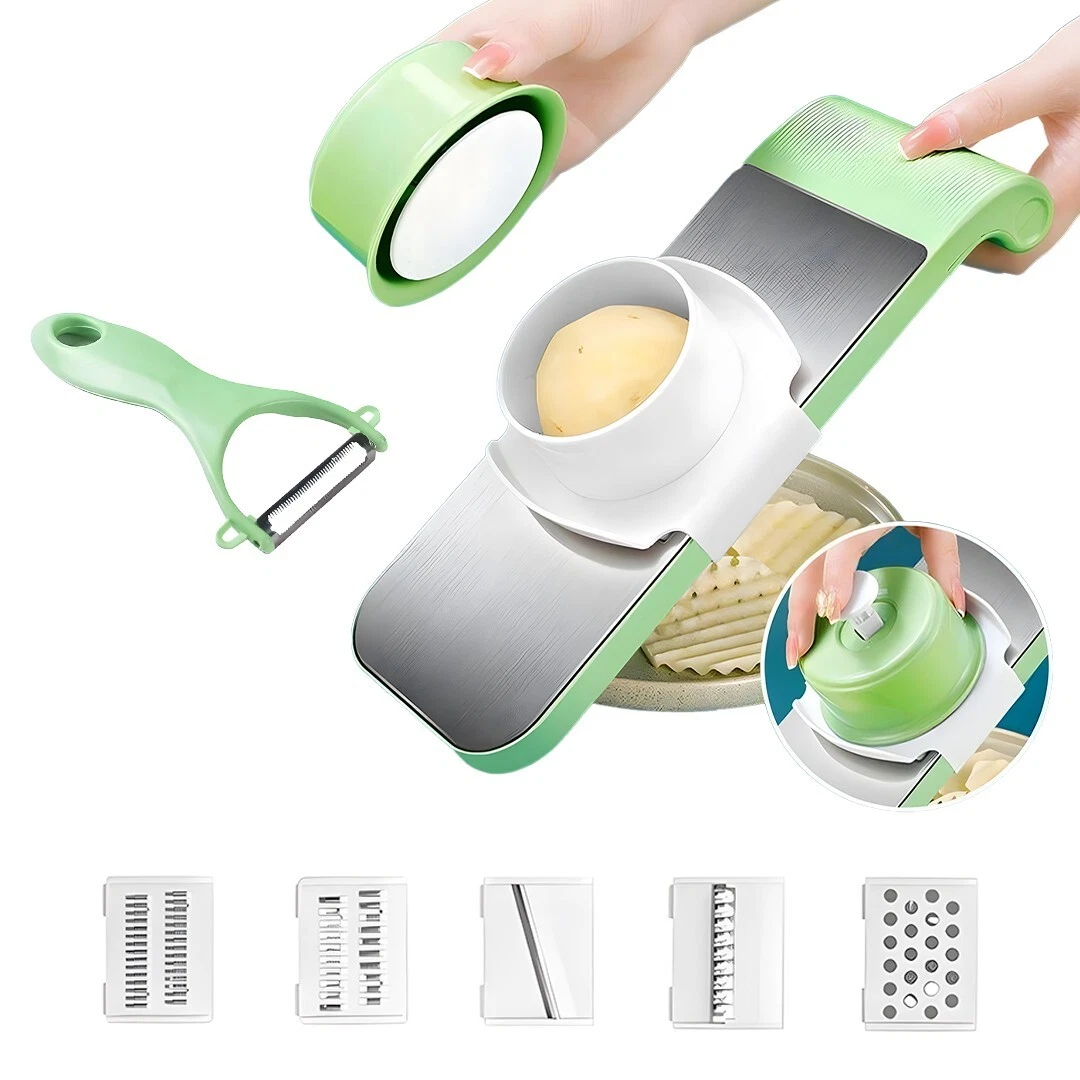 NUZI 5-in-1 Adjustable Mandoline Food Slicer with 5 Blades and Peeler