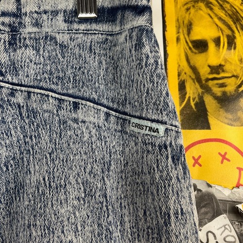 Vintage 80s-90s Acid Wash Bow Cristina Denim Jeans 33x30 Mom Jeans Size 16 - Picture 12 of 14