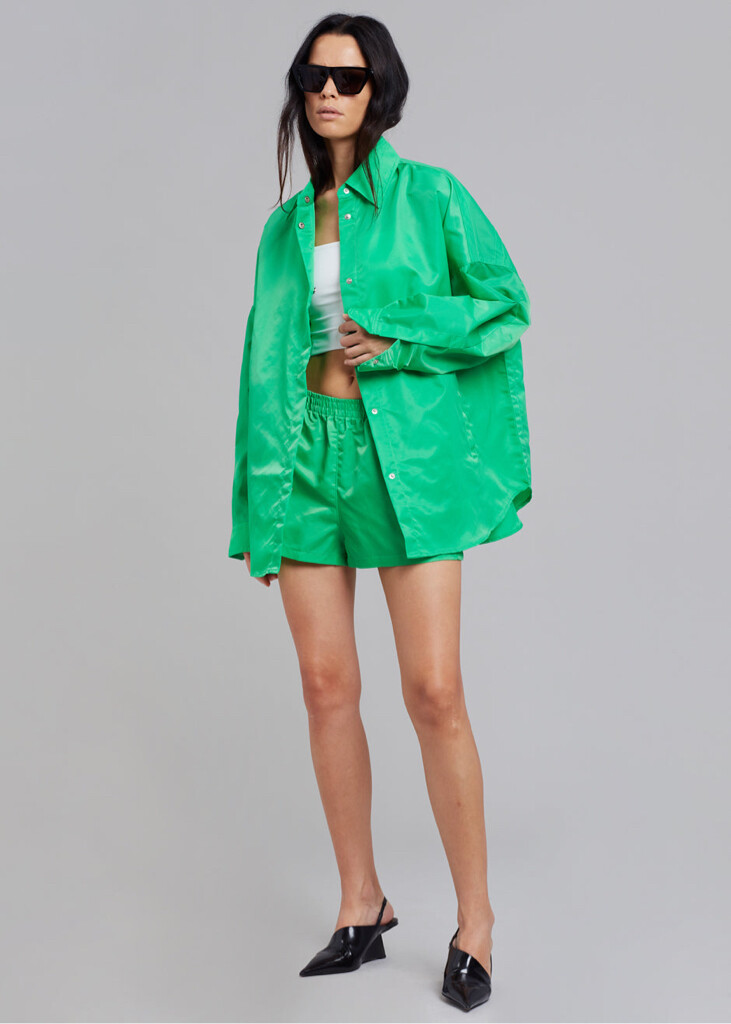 NWT The Frankie Shop Kelly Green Perla Shirt Jacket Wmns Sz XS Y2K