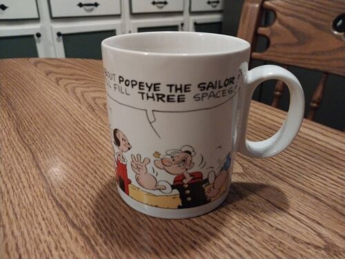 Vintage 1980 King Features Popeye Coffee Mug Ceramic Cup Comic Strip Olive Oyl  - 第 1/16 張圖片