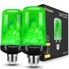 【Upgraded】 LED Flame Light Bulbs Green Flickering Light Bulbs with Upside Dow...