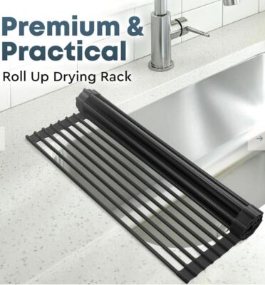 Zulay Kitchen Multipurpose Roll-Up Sink Drying Rack 20.5'' Gray