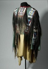 Native American Powwow War Shirt Beaded Detail Indigenous Tribal Beadwork PNA48
