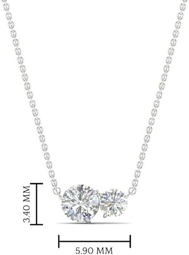 1/8 Ct Round Cut Lab Grown Diamond Mini Two Stone Necklace Pendant With 18 Chain - Picture 16 of 25